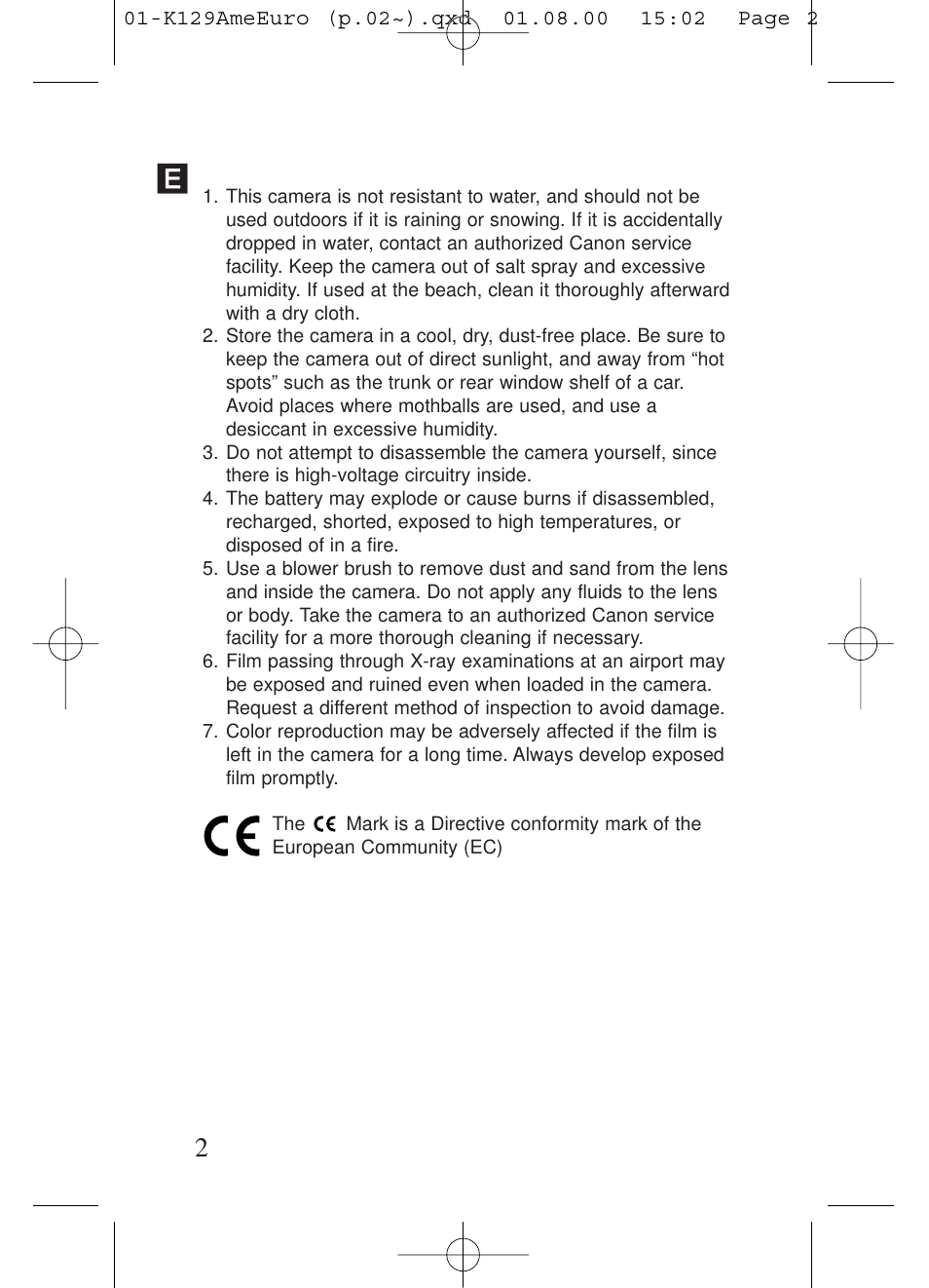 Handling precautions | Kiev Camera CT1-7462-000 User Manual | Page 2 / 119