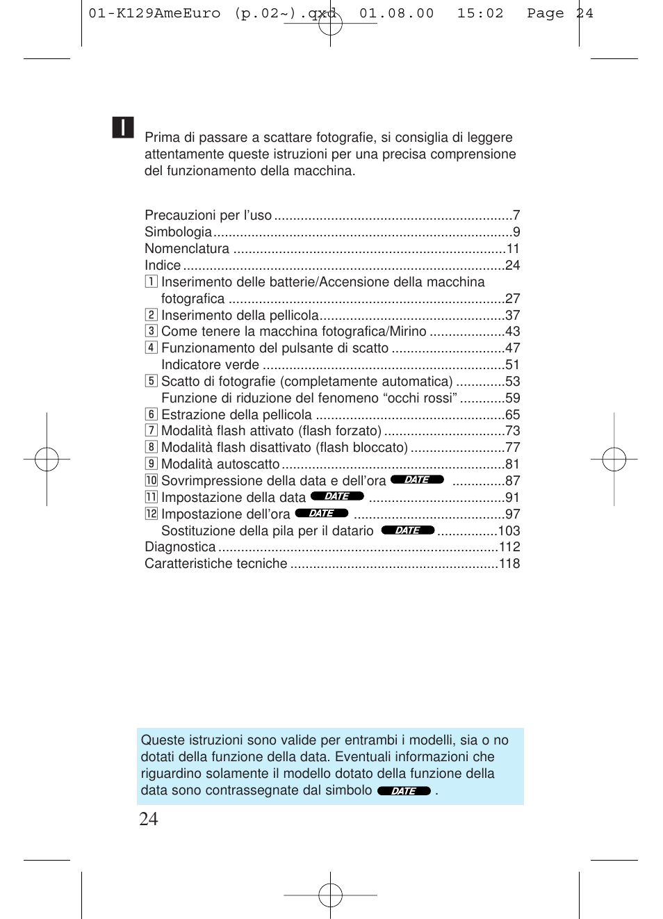 Indice | Kiev Camera CT1-7462-000 User Manual | Page 24 / 119