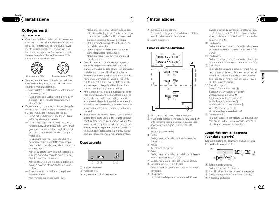 Collegamenti, 03 installazione | Pioneer DEH-1300MP User Manual | Page 22 / 64