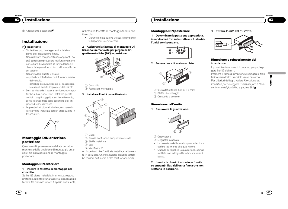 Installazione, 03 installazione | Pioneer DEH-1300MP User Manual | Page 23 / 64