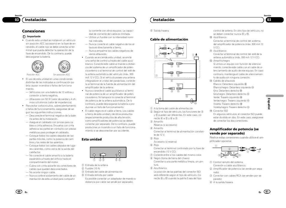 Conexiones, 03 instalación | Pioneer DEH-1300MP User Manual | Page 31 / 64