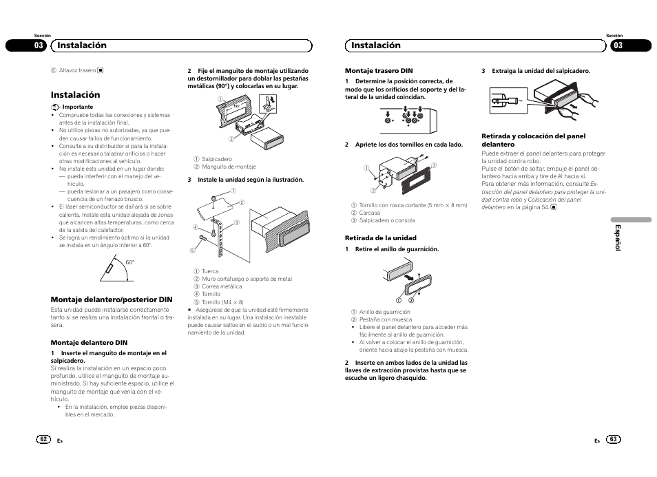 Instalación, 03 instalación | Pioneer DEH-1300MP User Manual | Page 32 / 64