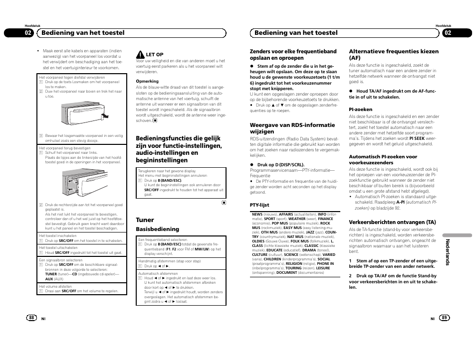 Tuner, 02 bediening van het toestel | Pioneer DEH-1300MP User Manual | Page 45 / 64