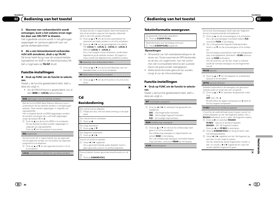 02 bediening van het toestel | Pioneer DEH-1300MP User Manual | Page 46 / 64