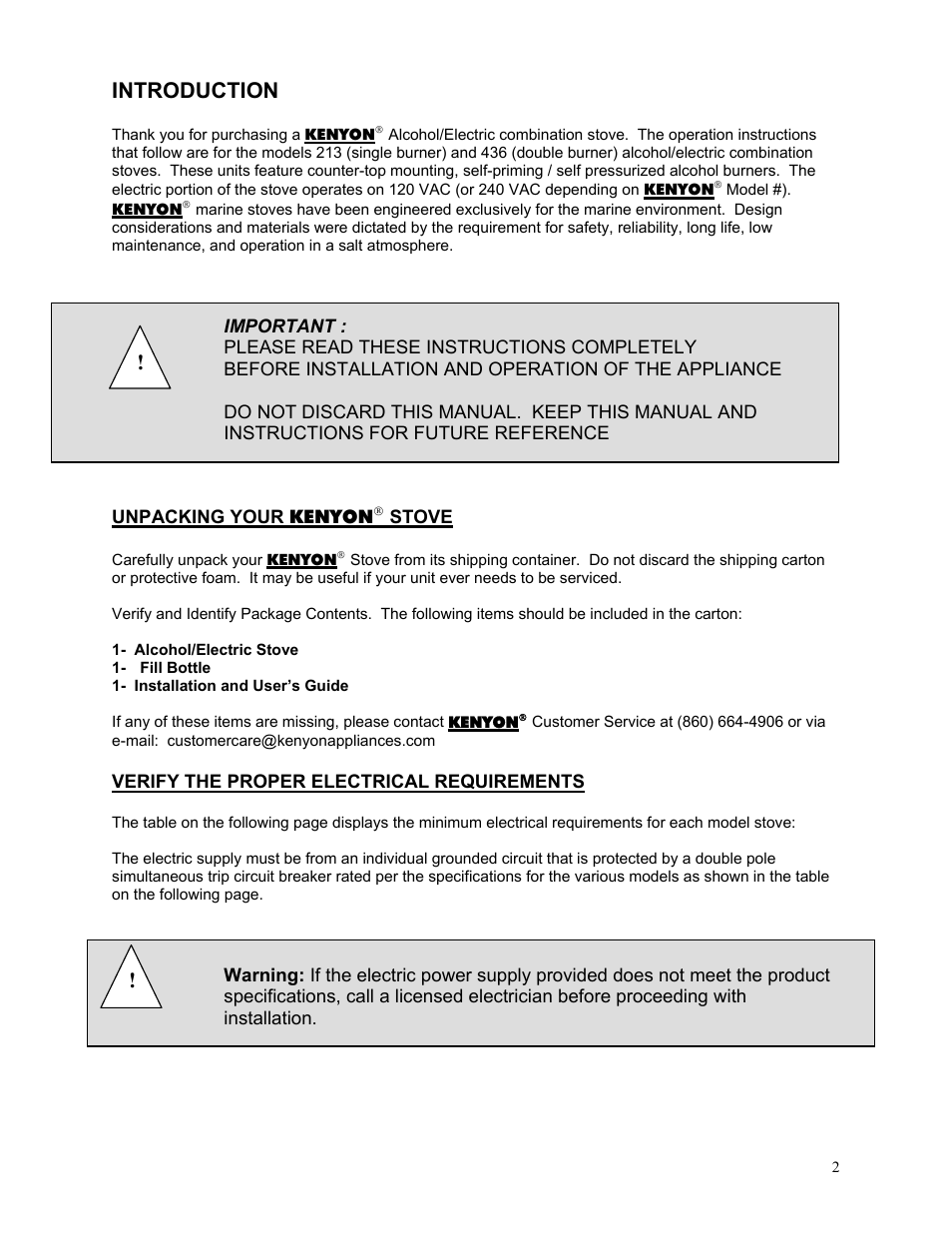 Introduction | Kenyon 436 User Manual | Page 2 / 12