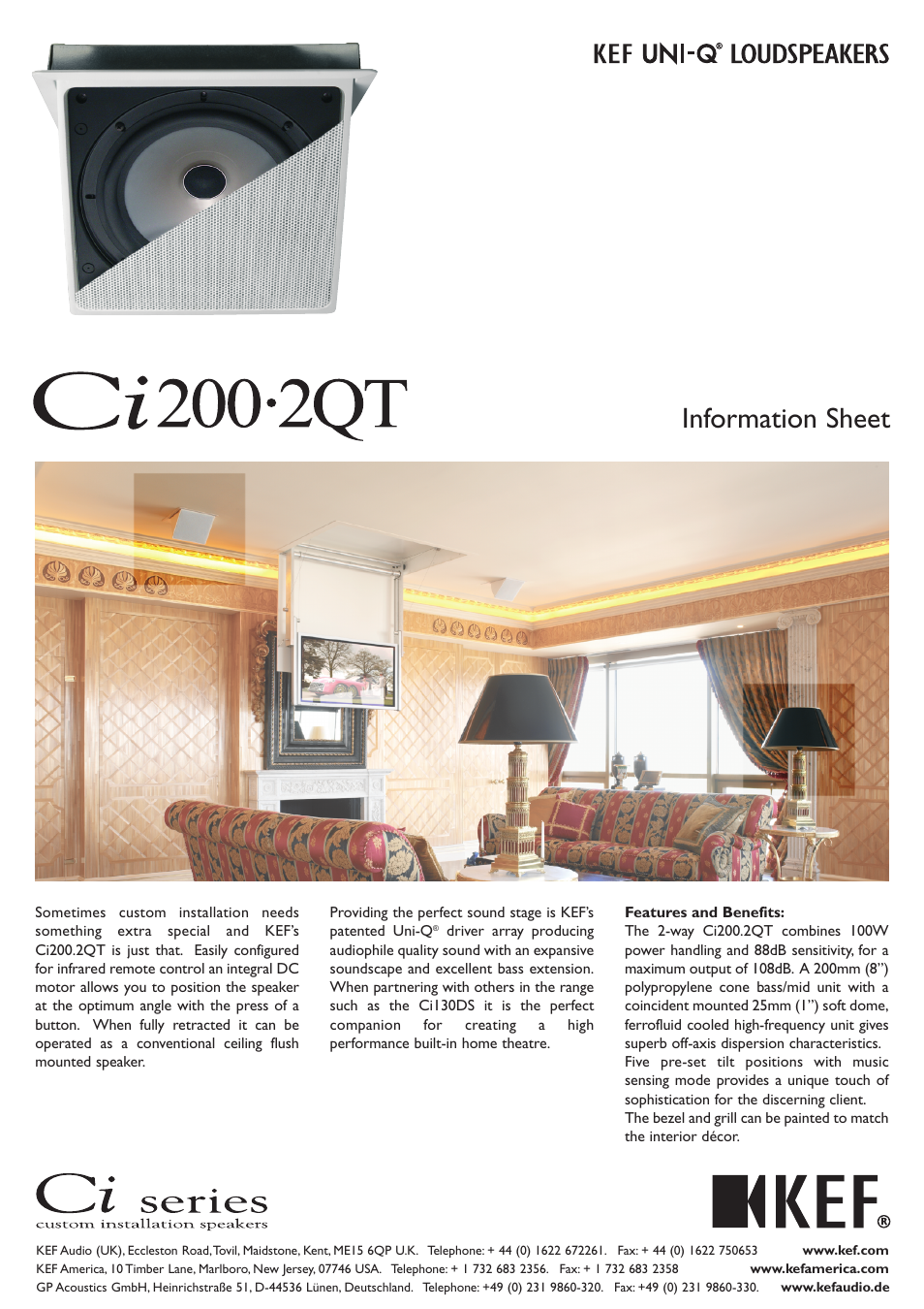 KEF Audio Ci200.2QT User Manual | 2 pages
