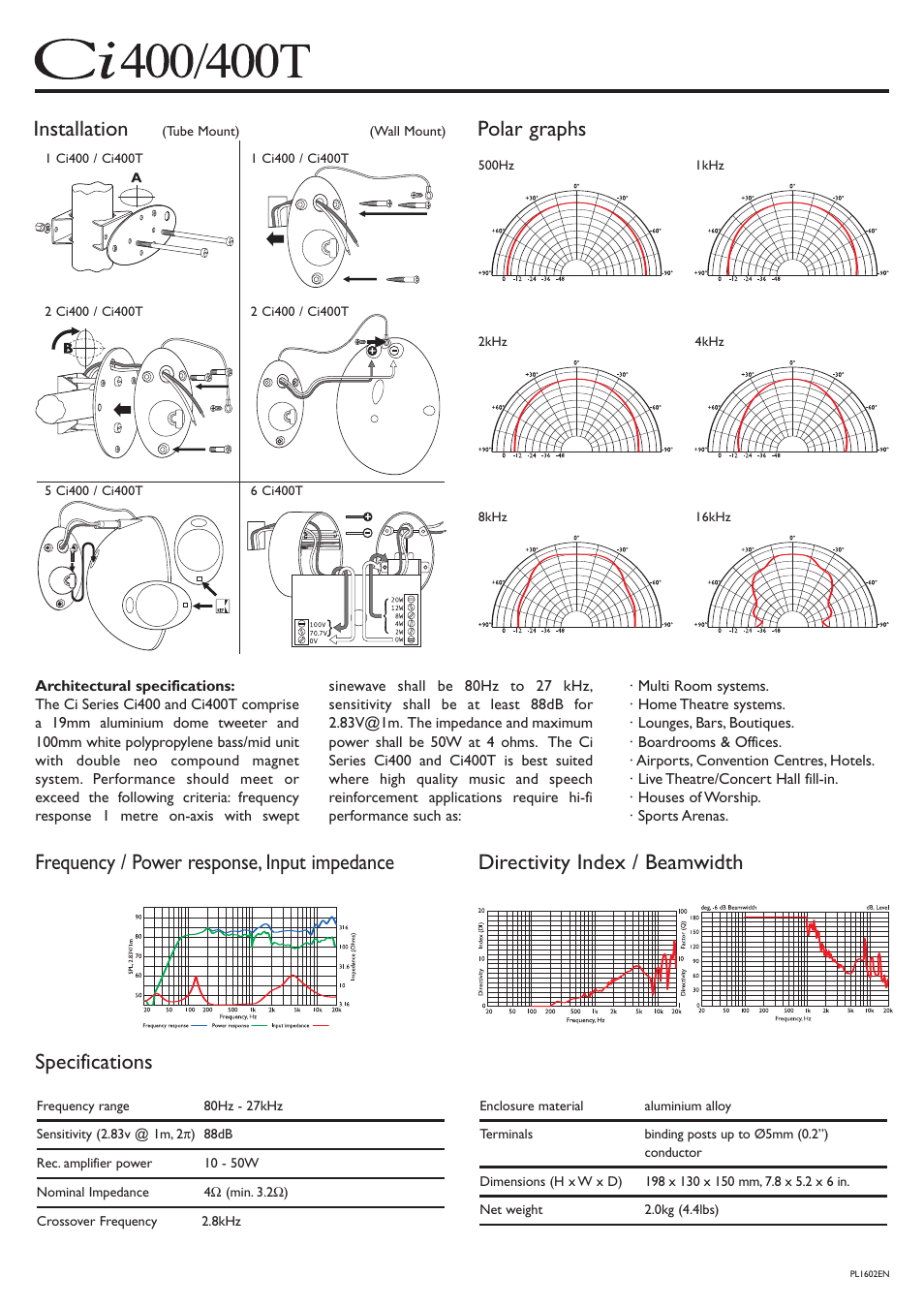 KEF Audio KEF CI400 User Manual | Page 2 / 2
