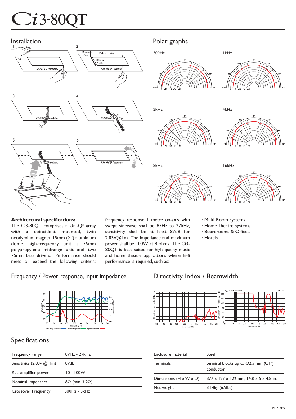 KEF Audio Uni-Q Ci3-80QT User Manual | Page 2 / 2