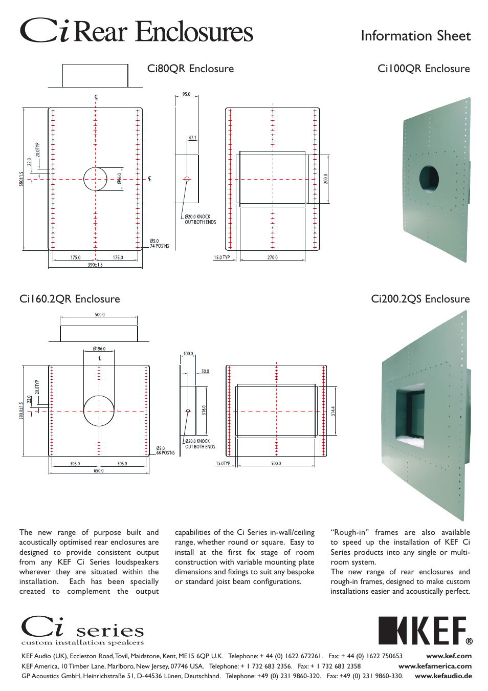 KEF Audio Ci Rear Inc User Manual | 2 pages