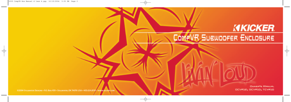 Kicker COMPVR TCVR10 User Manual | 4 pages