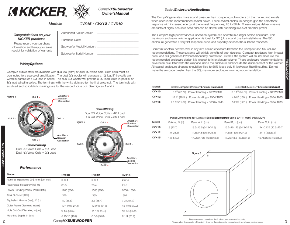 Comp vxsubwoofer | Kicker CVX15 User Manual | Page 2 / 4