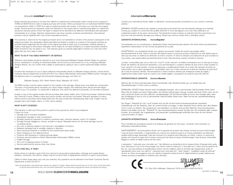 Solo-baric subwooferenclosure | Kicker TS10L5 User Manual | Page 10 / 10