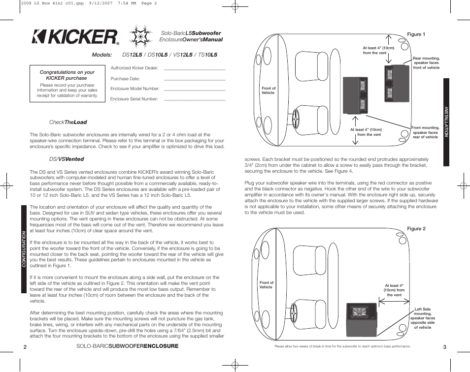 Kicker TS10L5 User Manual | Page 2 / 10