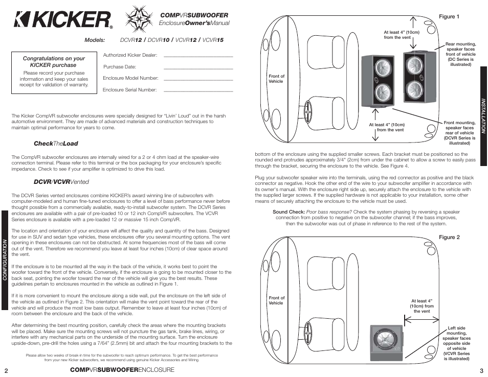Kicker VCVR15 User Manual | Page 2 / 4