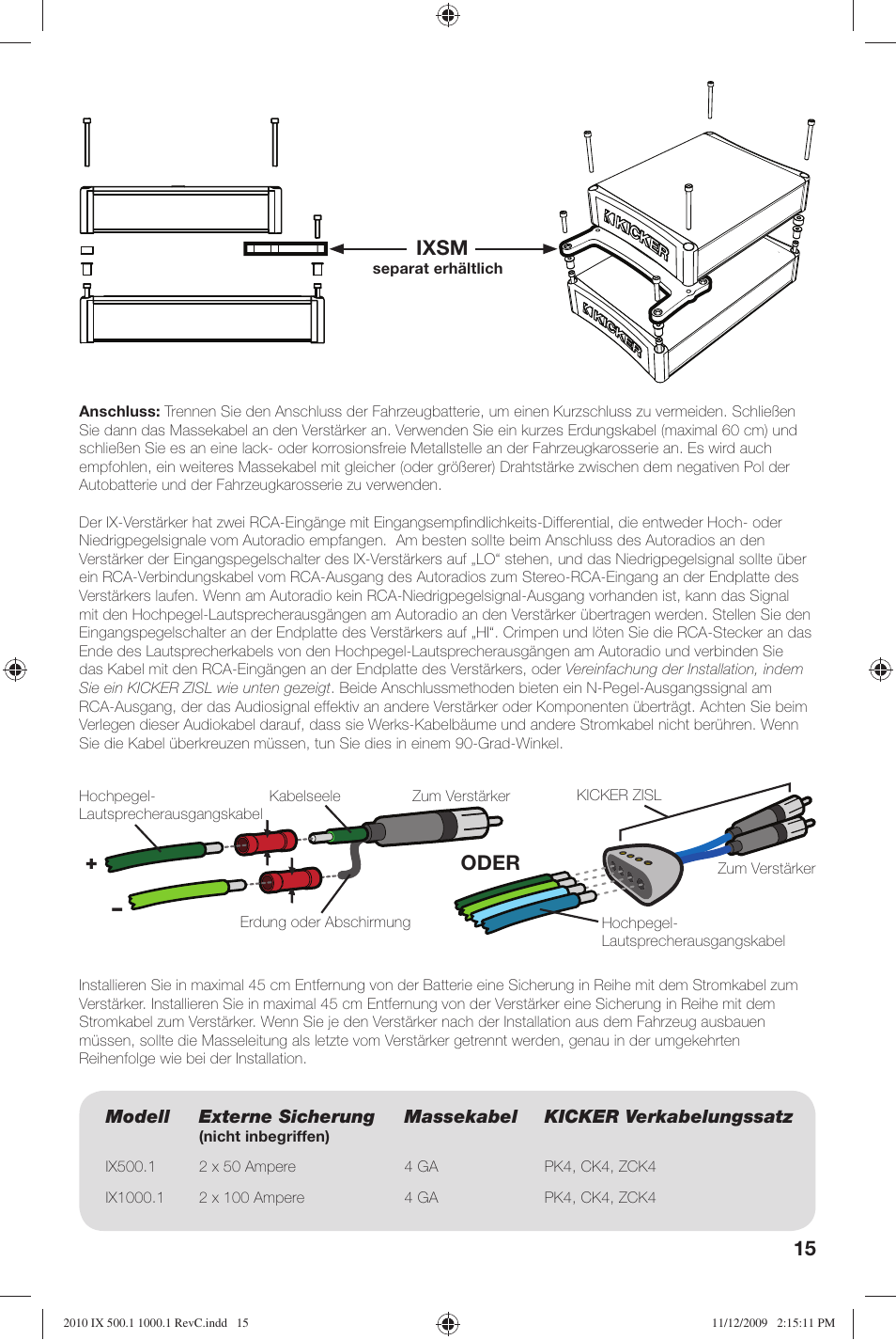 15 ixsm, Oder | Kicker IX AMPLIFIER 10IX1000.1 User Manual | Page 15 / 28