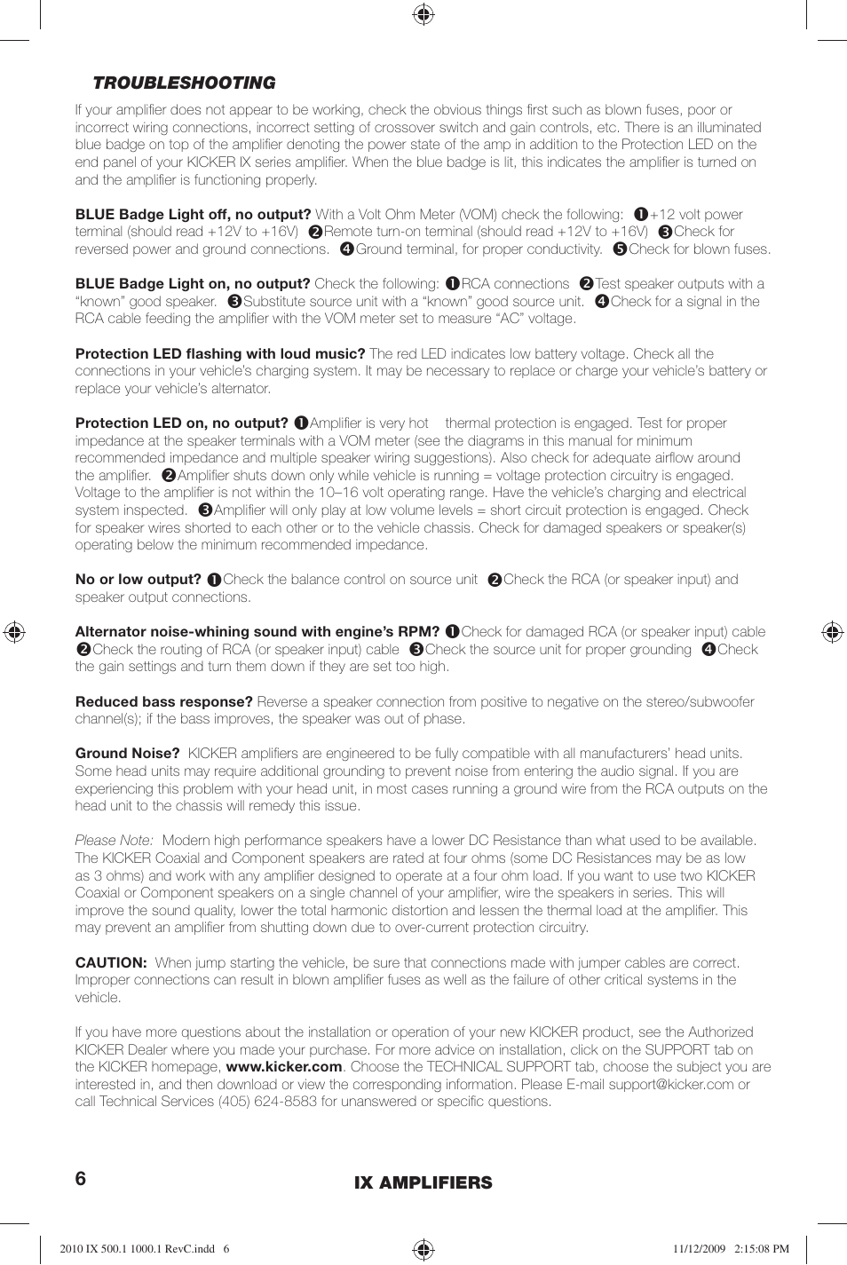 Kicker IX AMPLIFIER 10IX1000.1 User Manual | Page 6 / 28