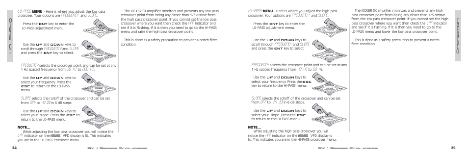 Hi-pass, Frequency, Slope | 10 hz, 60 h, 24 db, Lo-pass, 30 hz, 200 hz, 48 db | Kicker SX SERIES SX650.1 User Manual | Page 13 / 20