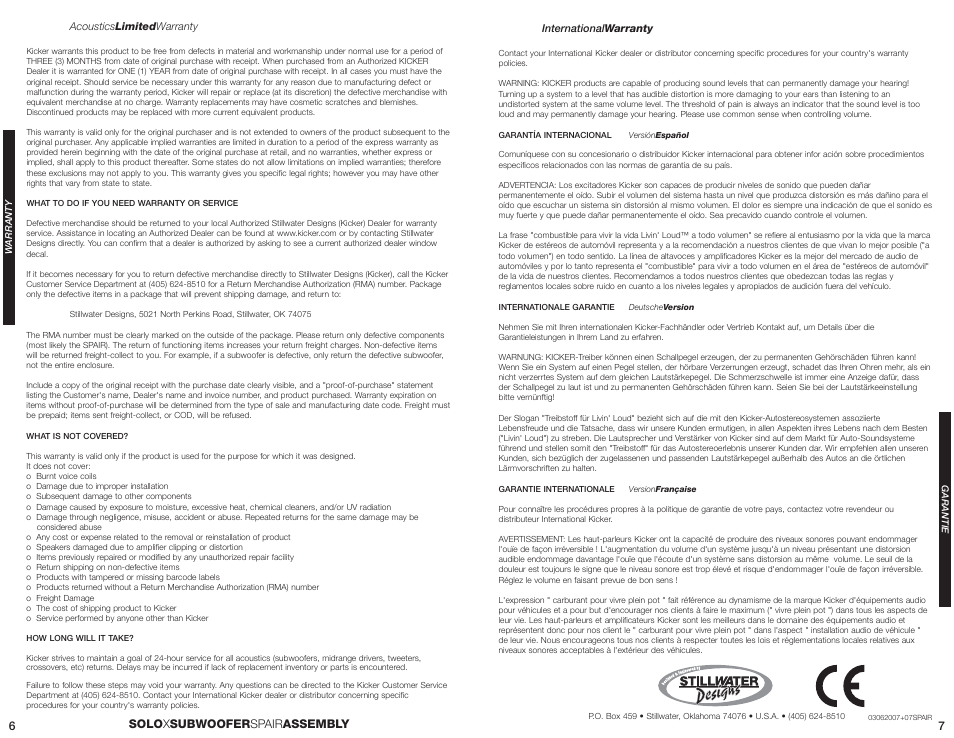 Solo x subwoofer spair assembly | Kicker S10XSP User Manual | Page 4 / 4