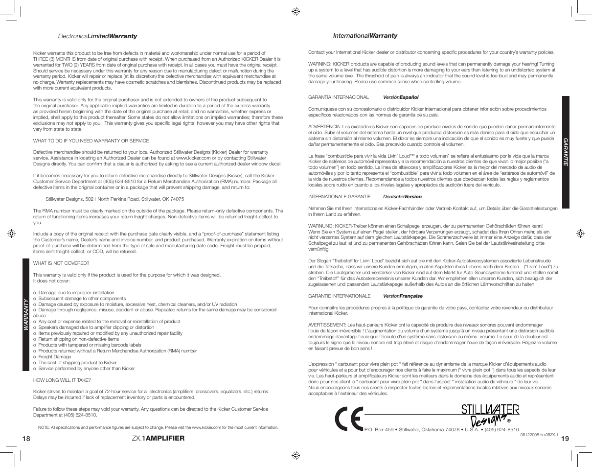 Zx. 1amplifier 18 | Kicker ZX500.1 User Manual | Page 10 / 10