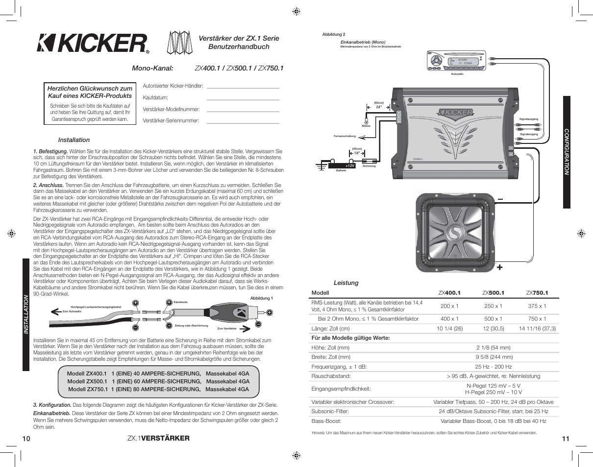 Kicker ZX500.1 User Manual | Page 6 / 10