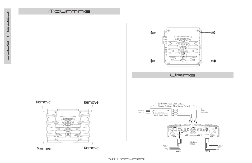 Mounting, Wiring, Installa tion | Kicker KX.4 Series User Manual | Page 4 / 12