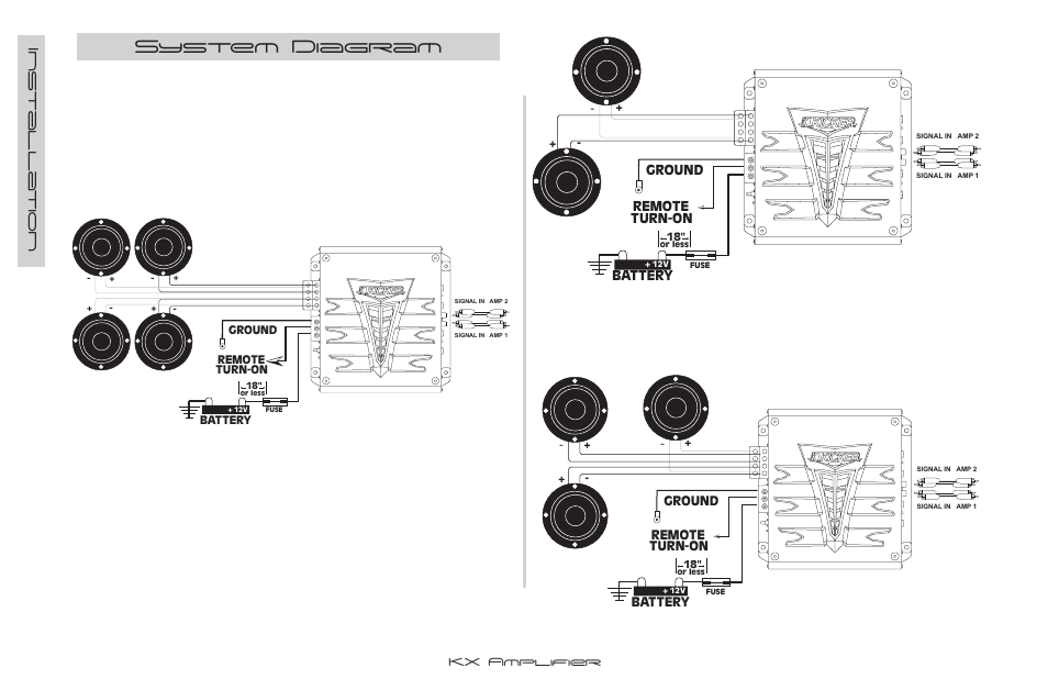 System diagram, Installa tion | Kicker KX.4 Series User Manual | Page 6 / 12