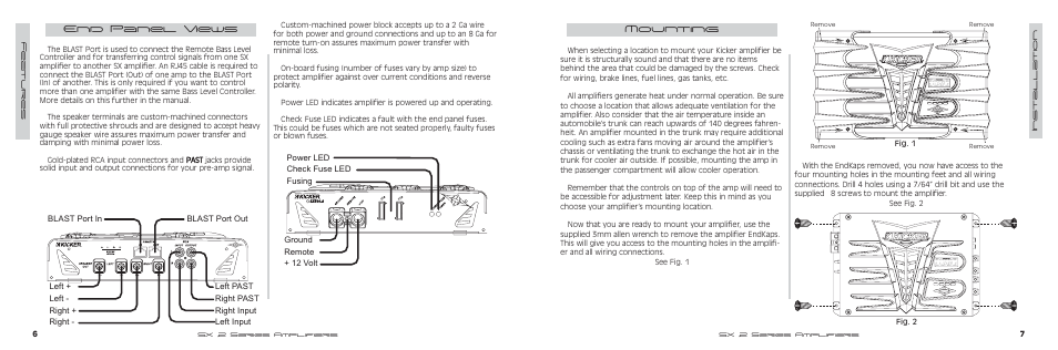 Mounting, End panel views | Kicker SX500.2 User Manual | Page 4 / 20