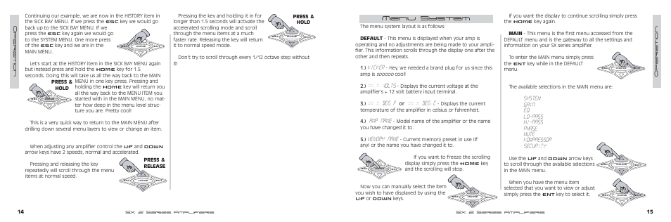 Kicker, Xx.x volts, Xx.x deg f | Xx.x deg c, Amp name, Menu system | Kicker SX500.2 User Manual | Page 8 / 20