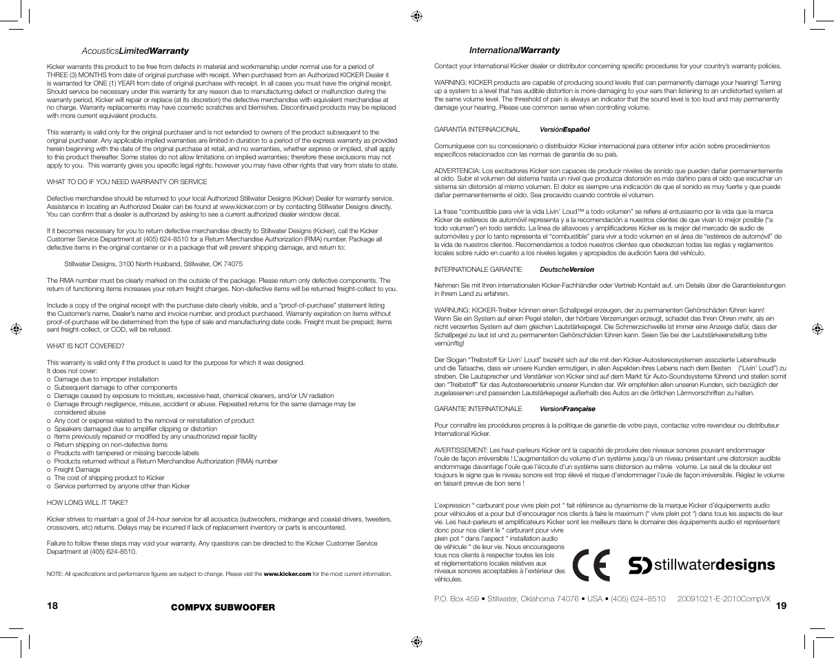 Stillwater designs | Kicker CVX COMPVX10 User Manual | Page 10 / 11