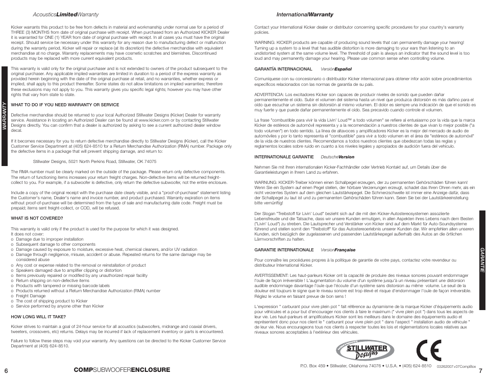 Comp subwoofer enclosure 6 7 | Kicker DC12 User Manual | Page 4 / 4