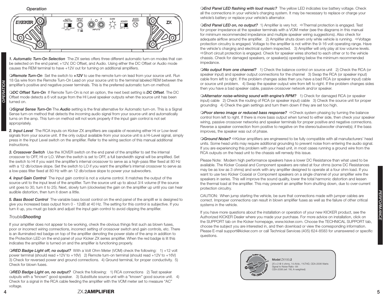 Zx. 2amplifier 4 | Kicker ZX100.2 User Manual | Page 3 / 4