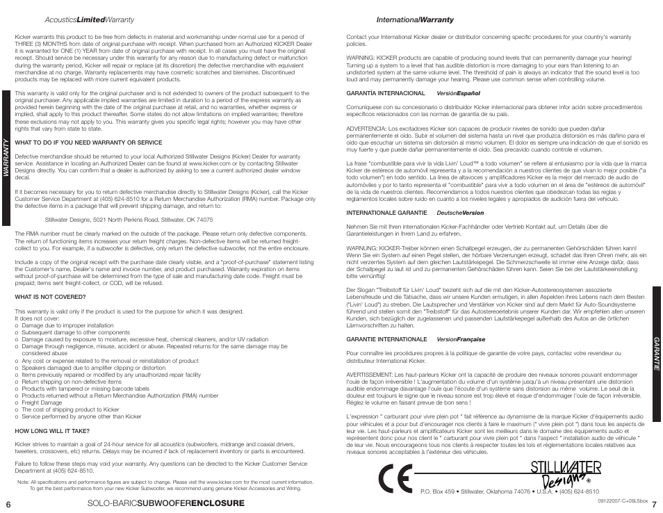 Solo-baric subwooferenclosure | Kicker DS12L5 User Manual | Page 4 / 4