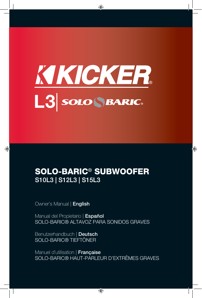 Kicker SOLO-BARIC S12L3 User Manual | 20 pages