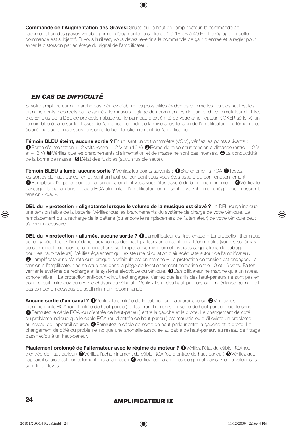 Kicker IX Amplifier 10IX500.4 User Manual | Page 24 / 28