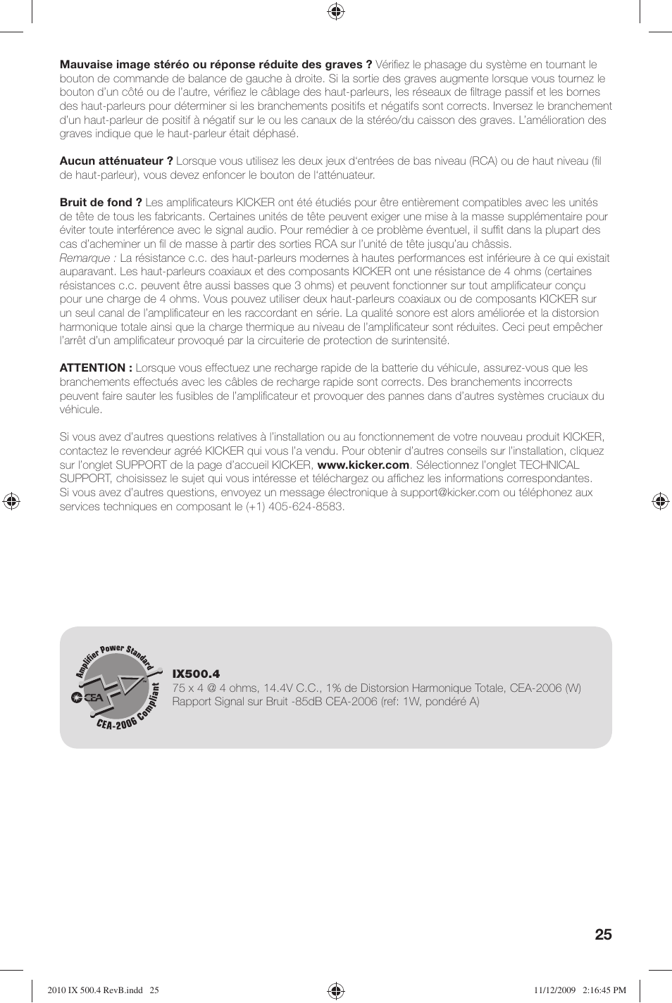 Kicker IX Amplifier 10IX500.4 User Manual | Page 25 / 28
