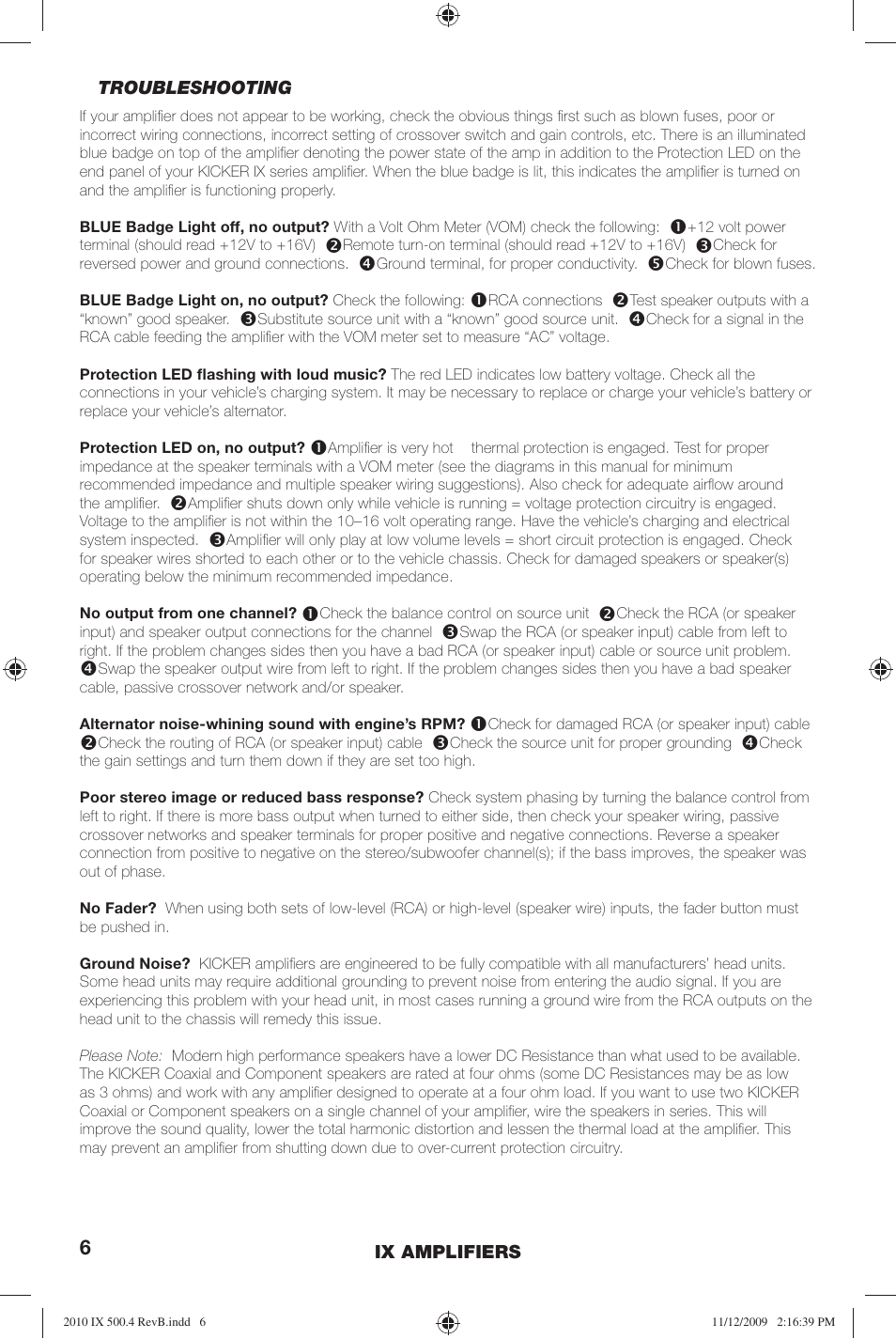Kicker IX Amplifier 10IX500.4 User Manual | Page 6 / 28