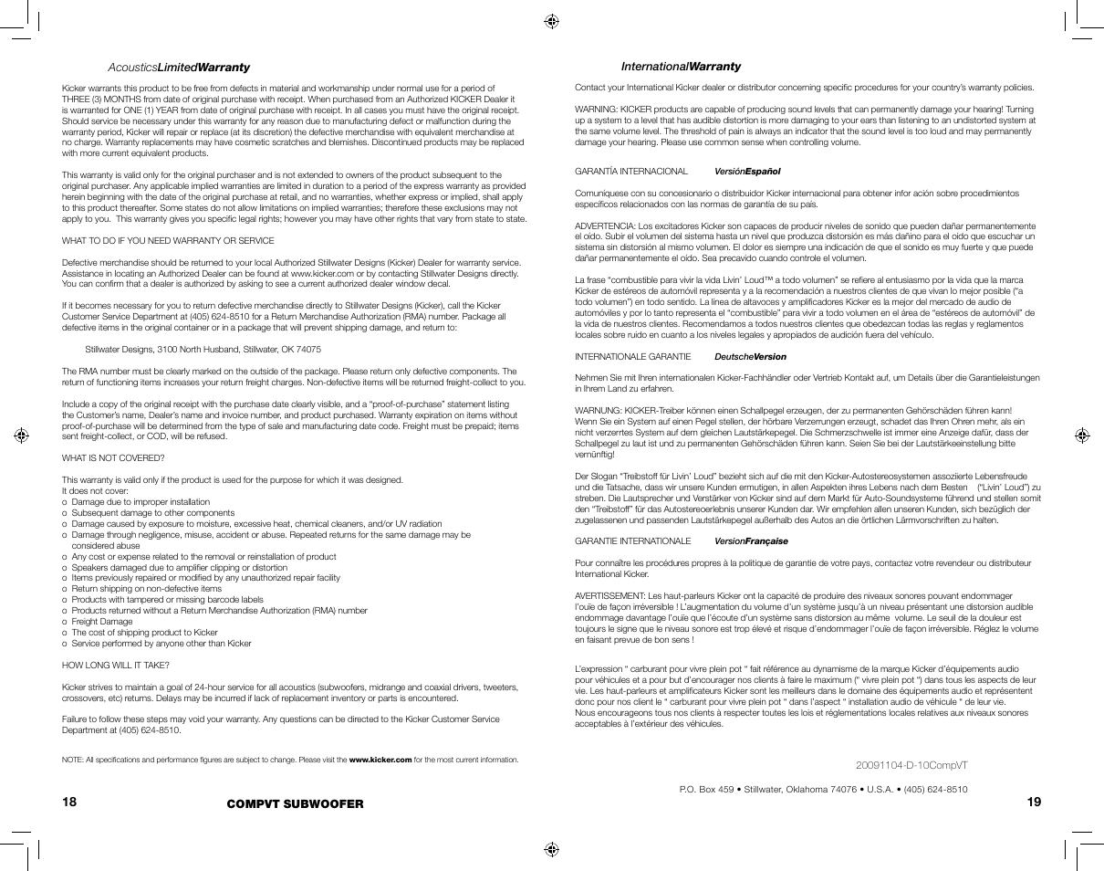 Kicker COMPVT12 User Manual | Page 10 / 11