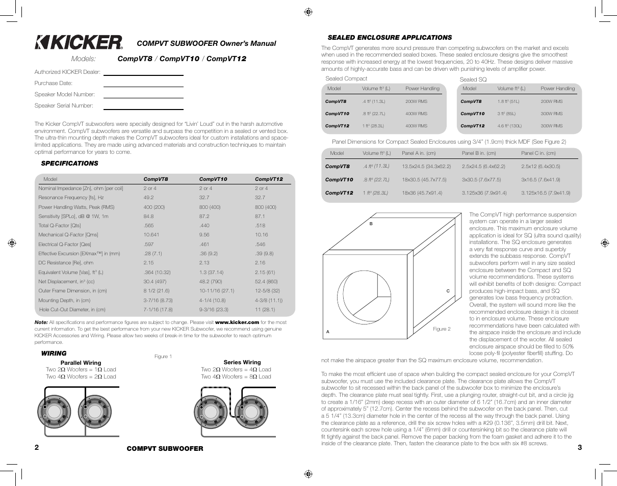 Compvt subwoofer owner’s manual | Kicker COMPVT12 User Manual | Page 2 / 11