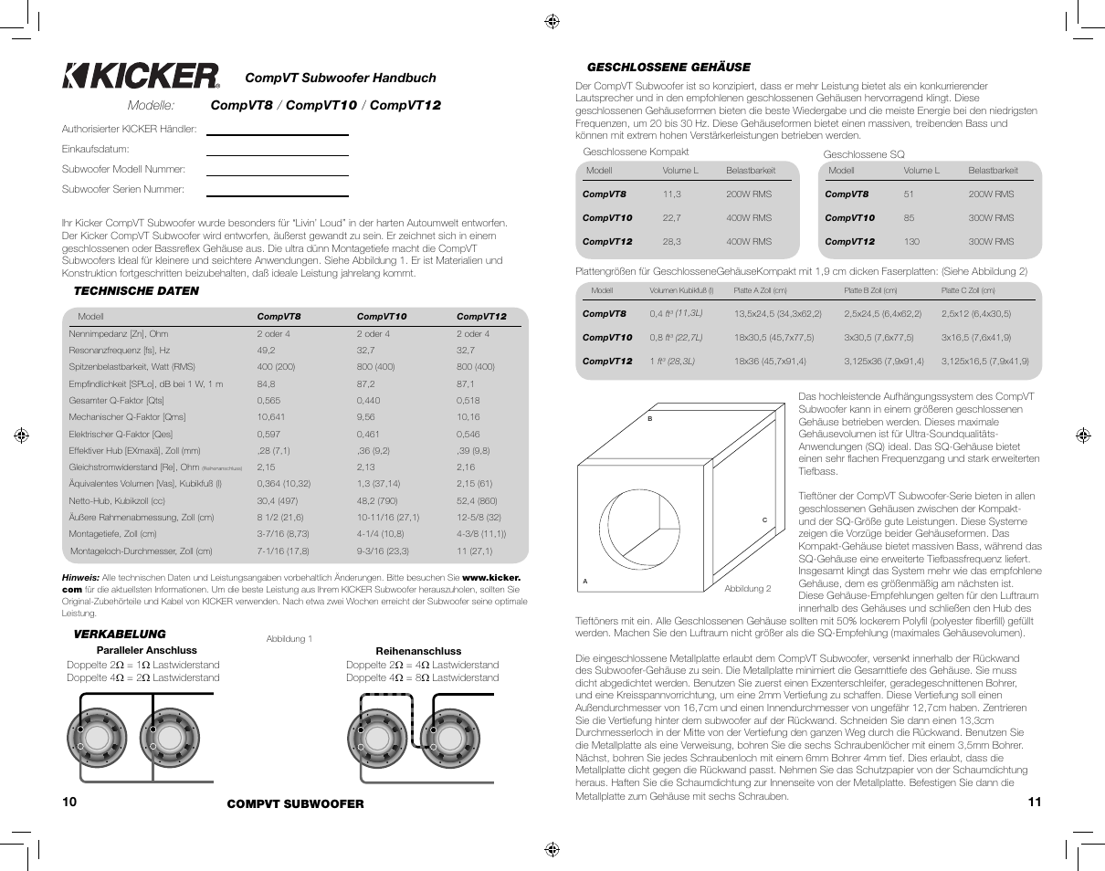 Compvt subwoofer handbuch | Kicker COMPVT12 User Manual | Page 6 / 11