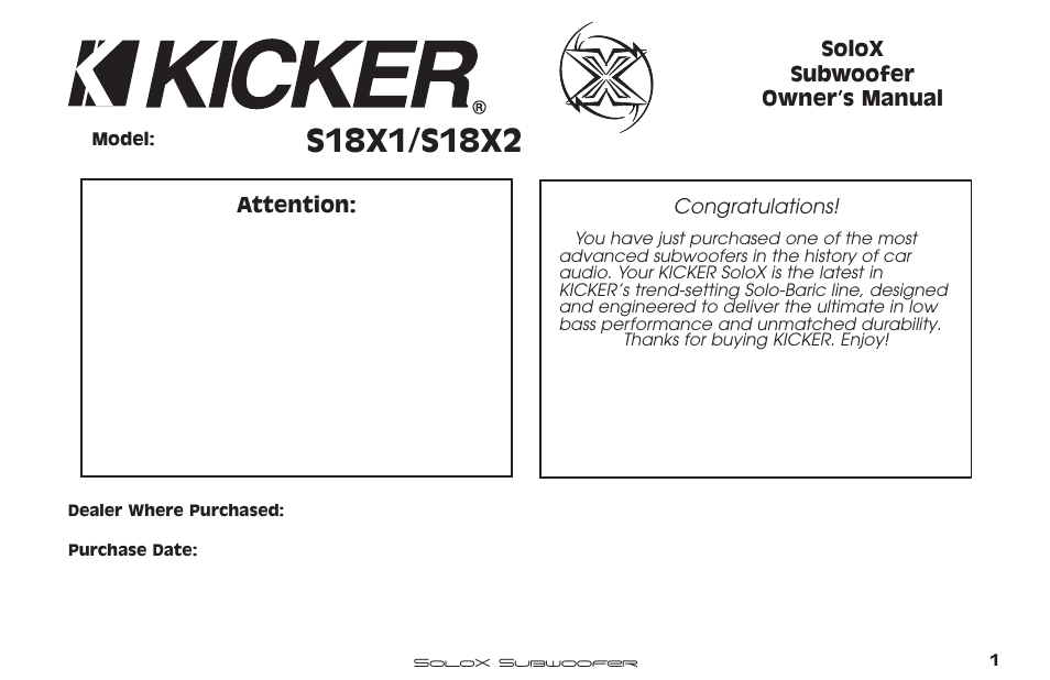 Kicker SUBWOOFER SOLOX User Manual | Page 2 / 14