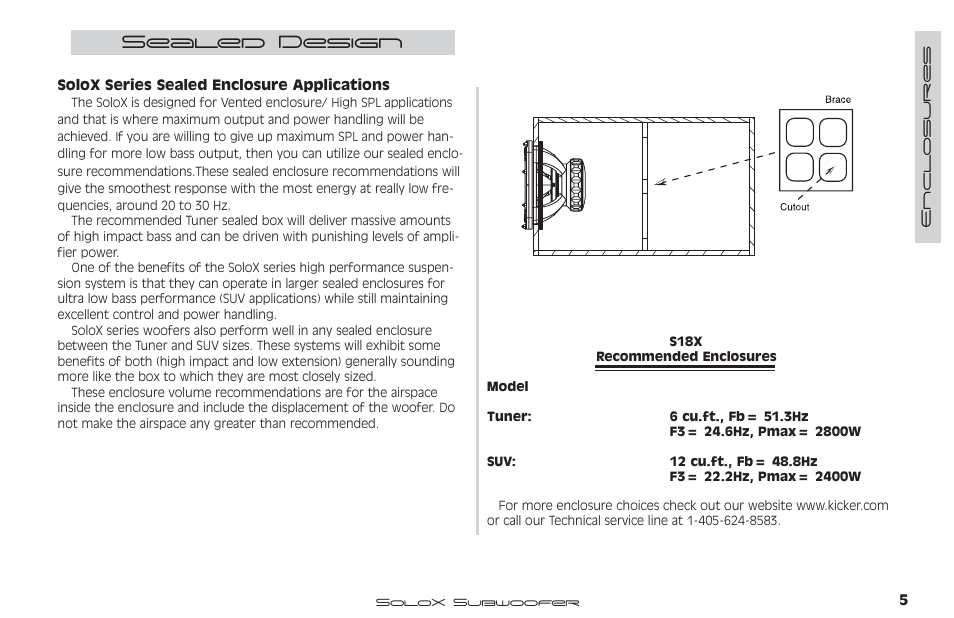 Sealed design | Kicker SUBWOOFER SOLOX User Manual | Page 6 / 14