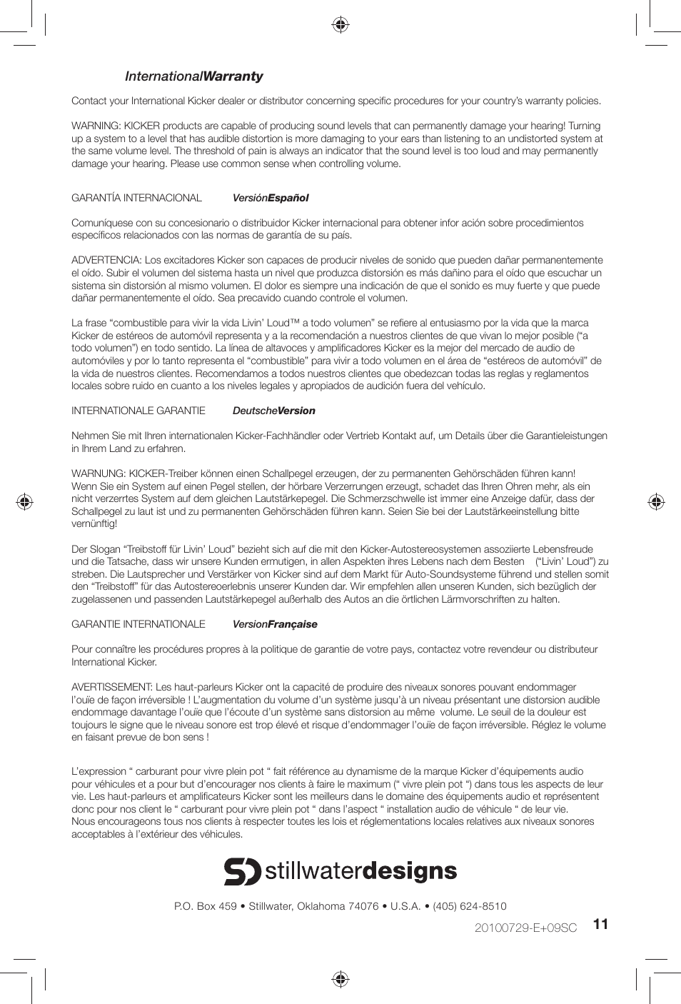 Internationalwarranty | Kicker SOLOCLASSIC S12C User Manual | Page 11 / 12