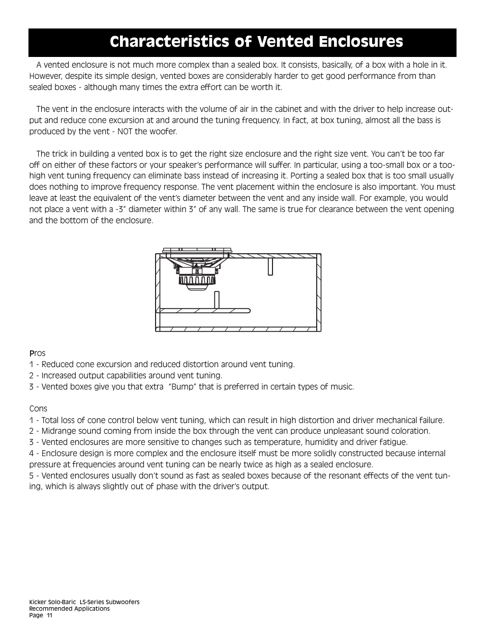 Characteristics of vented enclosures | Kicker L5 User Manual | Page 11 / 36