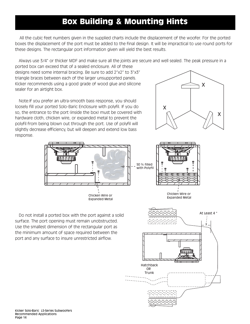 Box building & mounting hints | Kicker L5 User Manual | Page 14 / 36