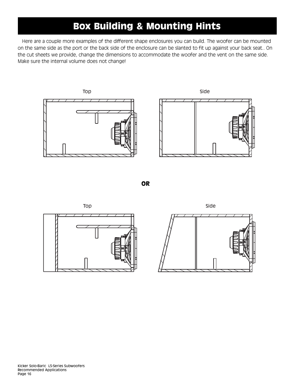 Box building & mounting hints | Kicker L5 User Manual | Page 16 / 36