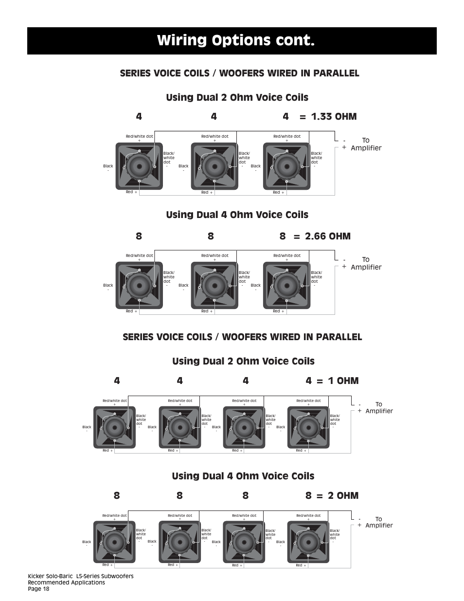 Wiring options cont | Kicker L5 User Manual | Page 18 / 36