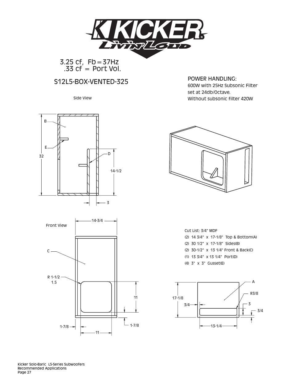 Power handling | Kicker L5 User Manual | Page 27 / 36