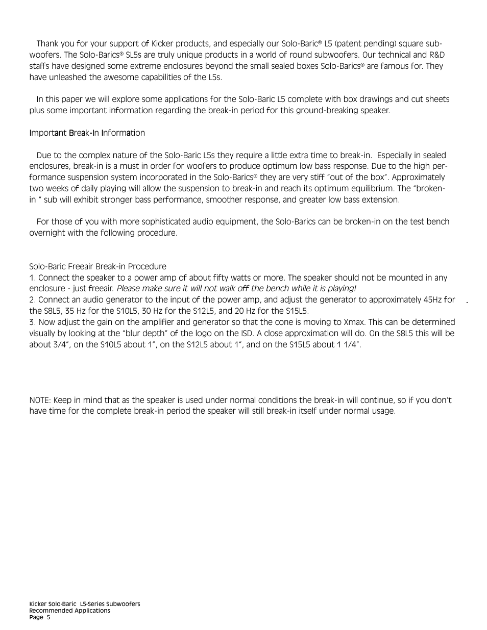 Kicker L5 User Manual | Page 5 / 36