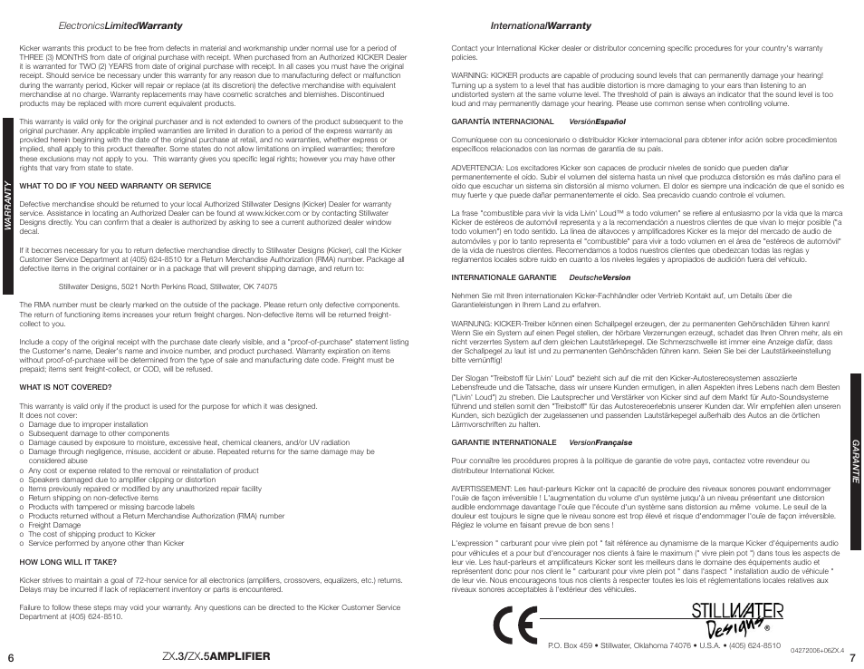 Zx .3/ zx .5amplifier | Kicker ZX550.3 User Manual | Page 4 / 4