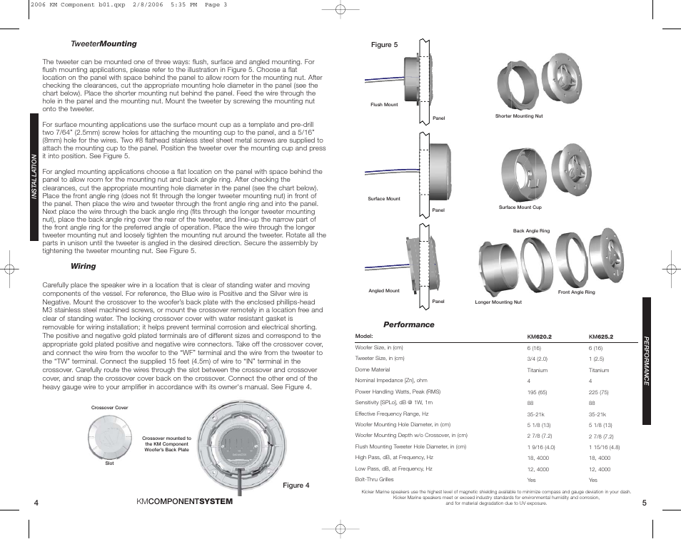 Performance, Kmcomponentsystem, Tweetermounting | Wiring | Kicker KM620.2 User Manual | Page 3 / 4